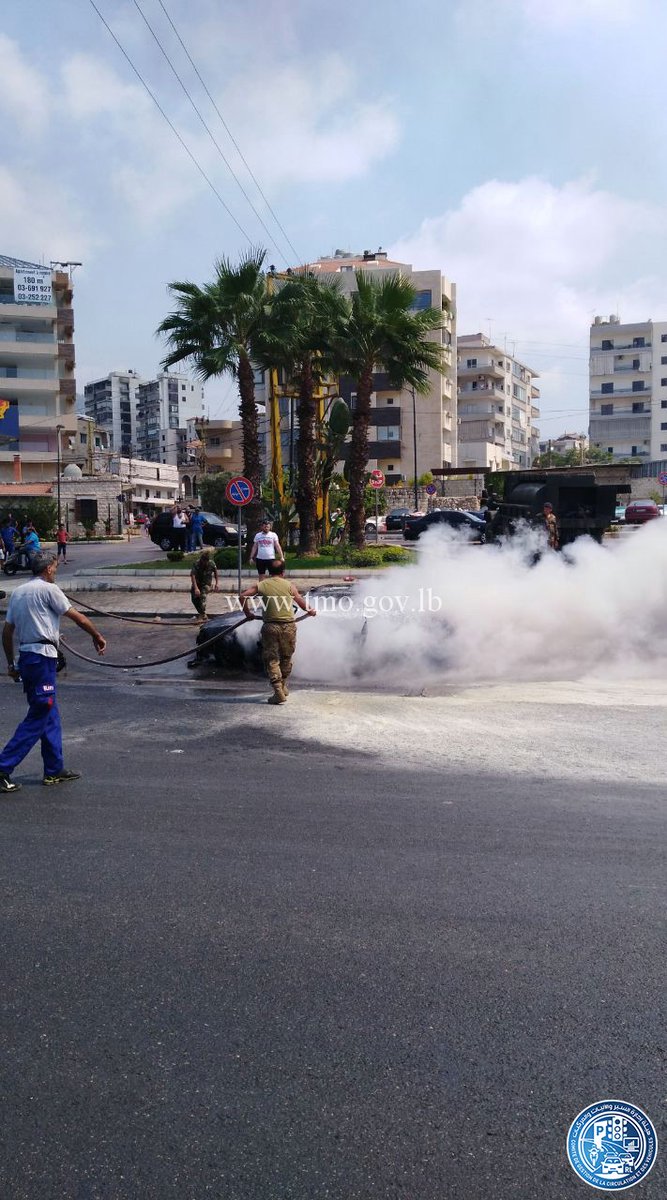 احتراق سيارة في صربا على المسلك الشرقي