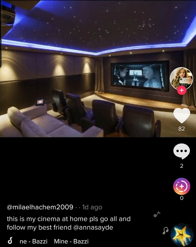 إبنة نانسي عجرم تصوّر صالة السينما داخل منزلها.. ماذا نشرت على تيك توك؟