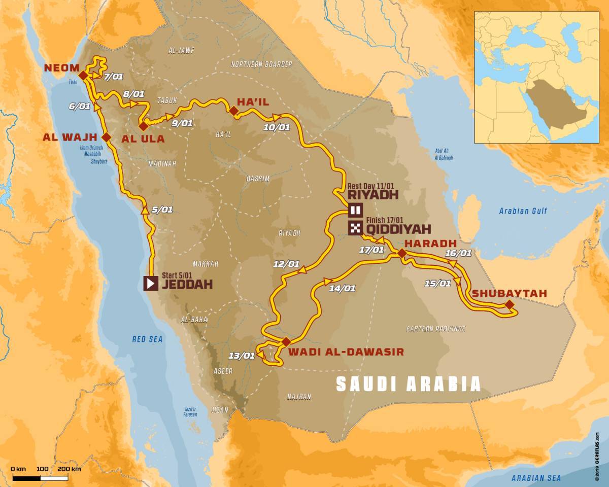 مسار السباق داكار 2020 السعودية