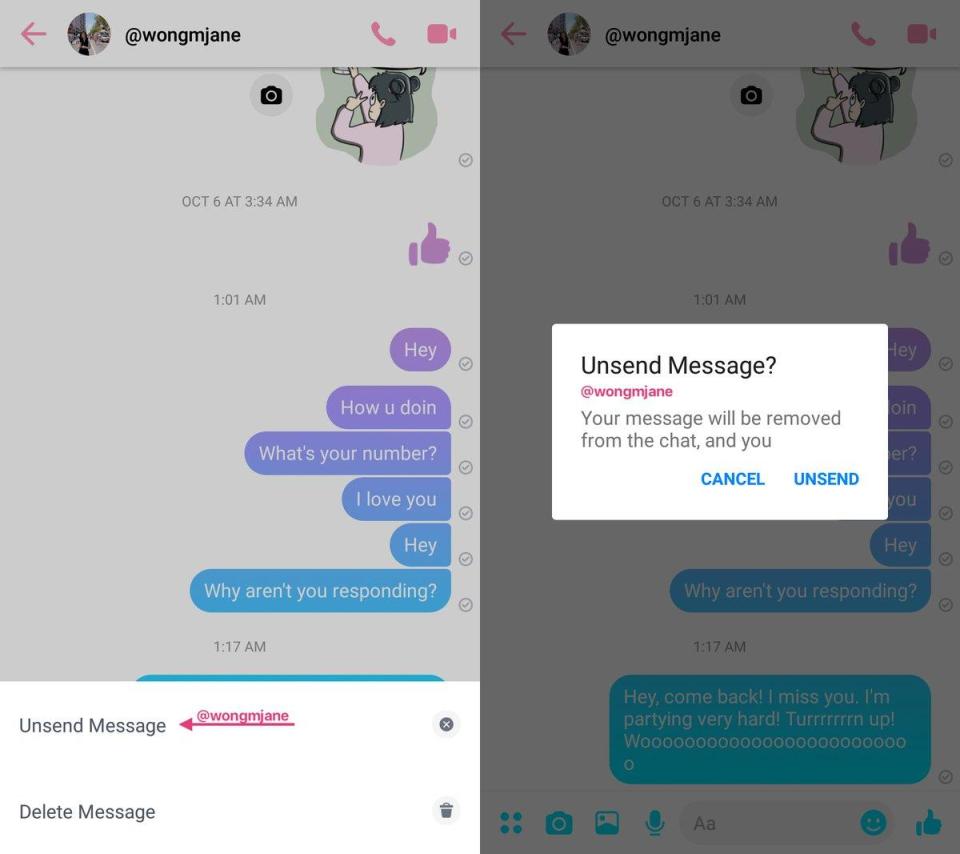 شركة فيسبوك قرّرت إطلاق الميزة التي تتعلّق بخاصية "حذف الرسائل" بعد إرسالها على تطبيق مسنجر