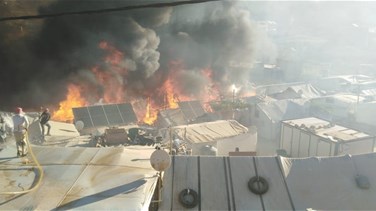 Lebanon News - حريق كبير في مخيم للنازحين السوريين في عرسال (صور)