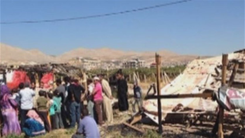حرق خيم للعمال السوريين في سهل قصرنبا في بعلبك
