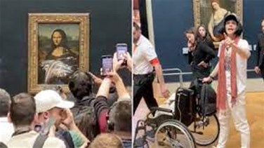 Mona Lisa painting attacked with cake-[VIDEO]