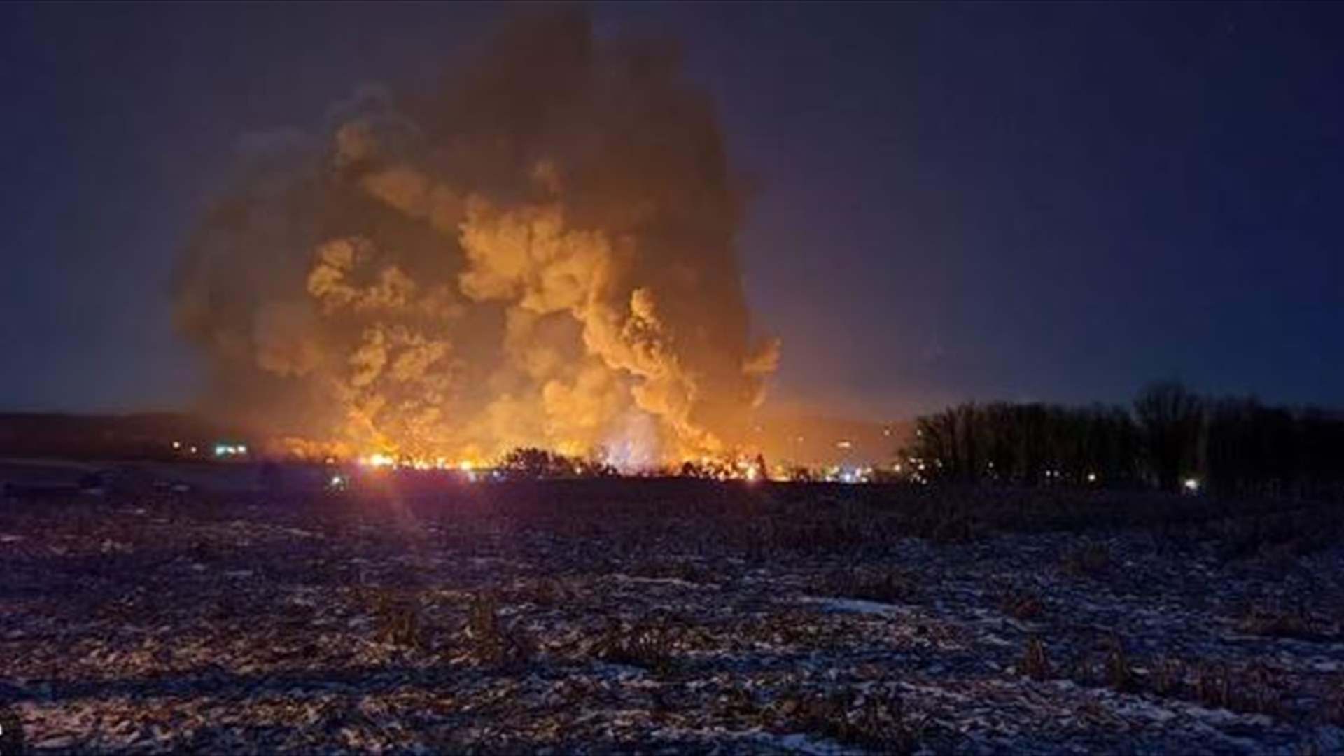 حريق هائل في شمال الولايات المتحدة إثر خروج قطار عن مساره