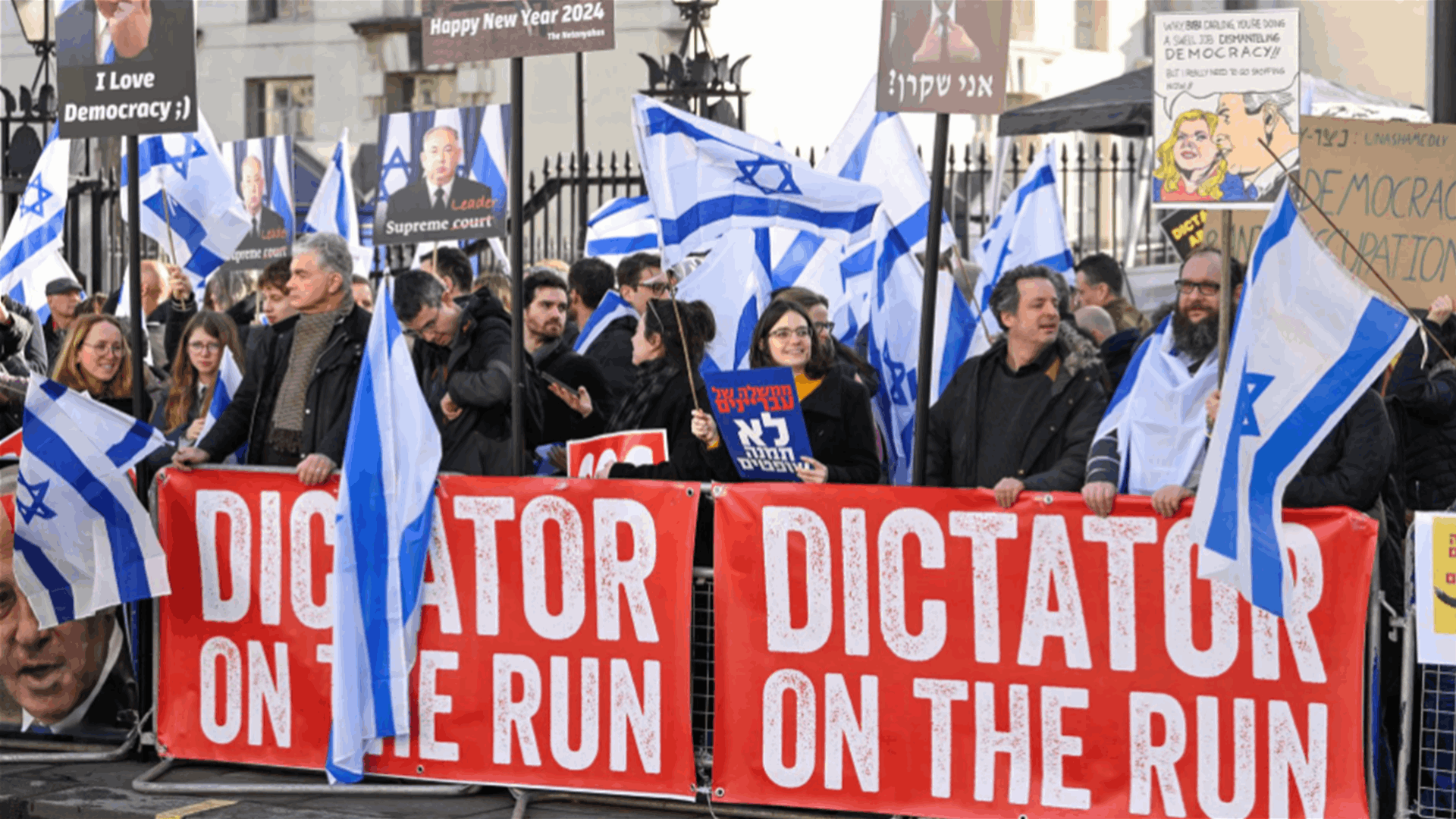 Israel's Netanyahu greeted by protesters ahead of London meeting with UK PM