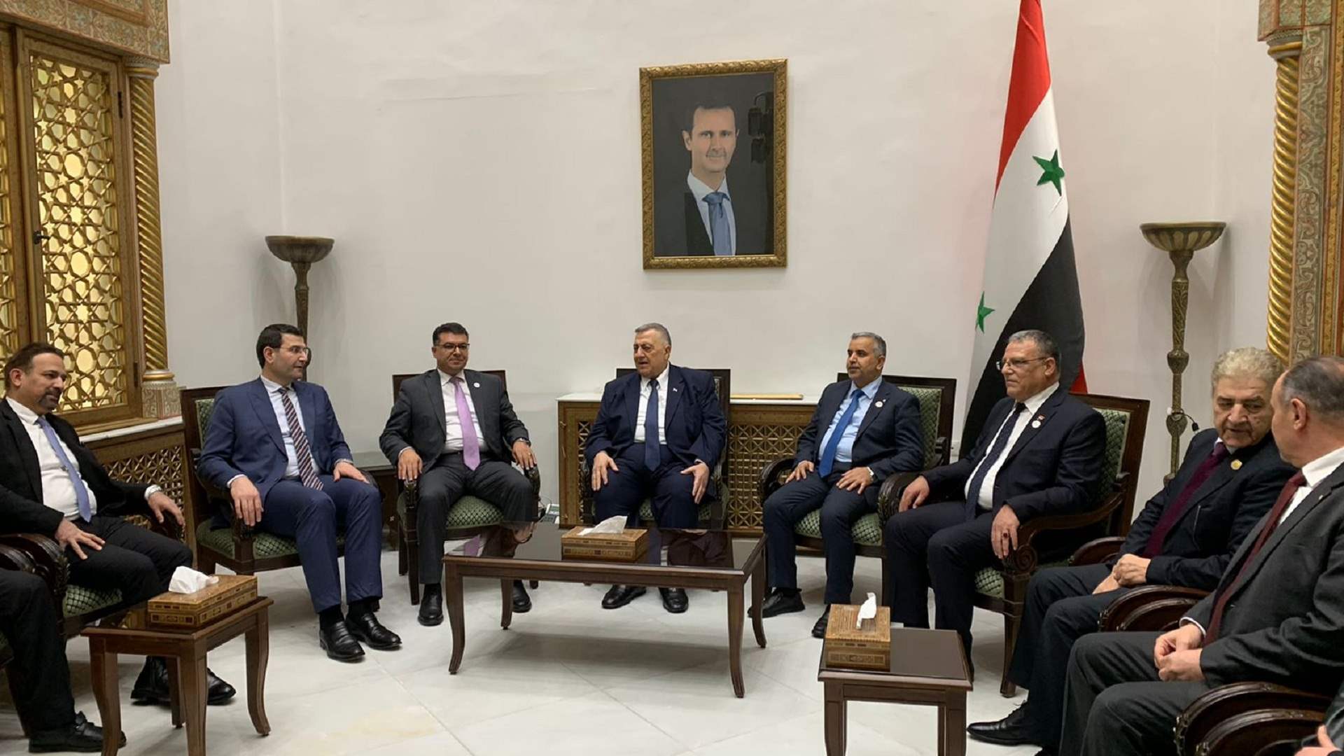 وزراء الزراعة المشاركون في اللقاء الرباعي في دمشق بحثوا مع رئيس مجلس النواب السوري في العلاقات الإقتصادية الزراعية