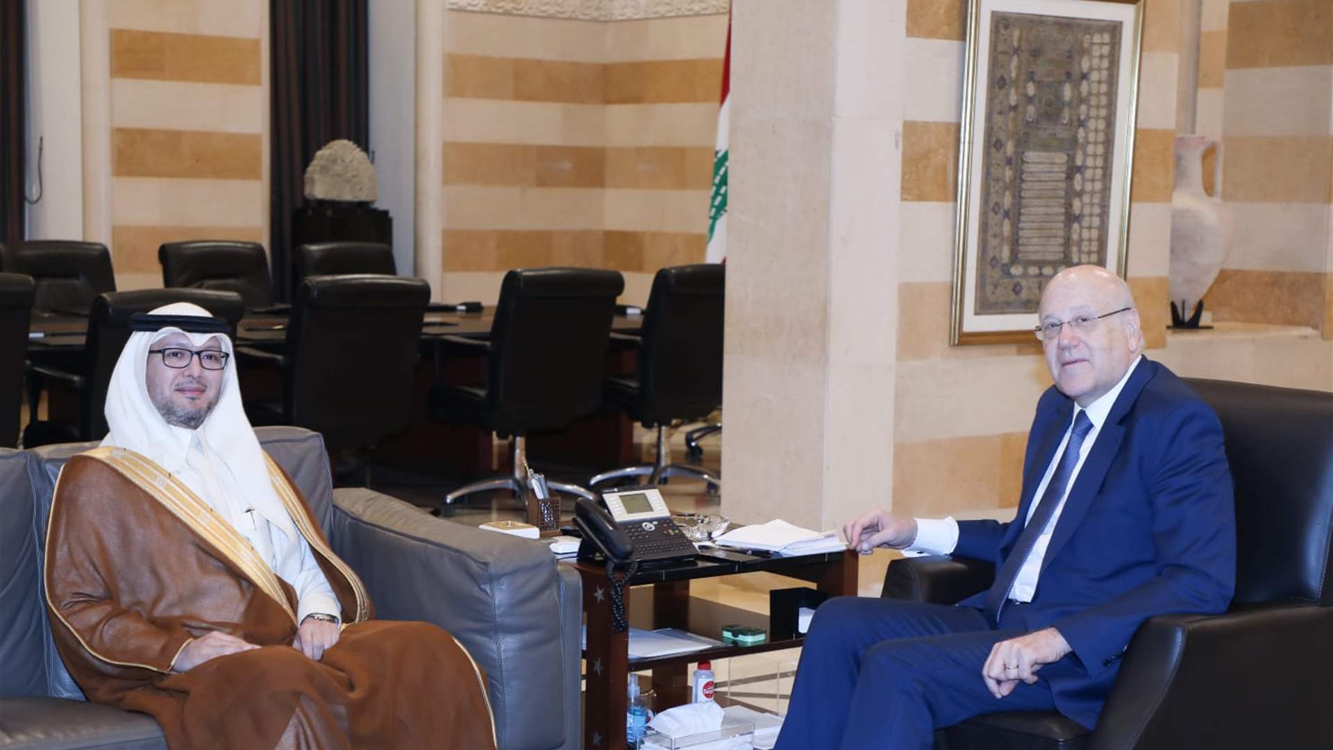 Mikati meets al-Bukhari at Grand Serail 