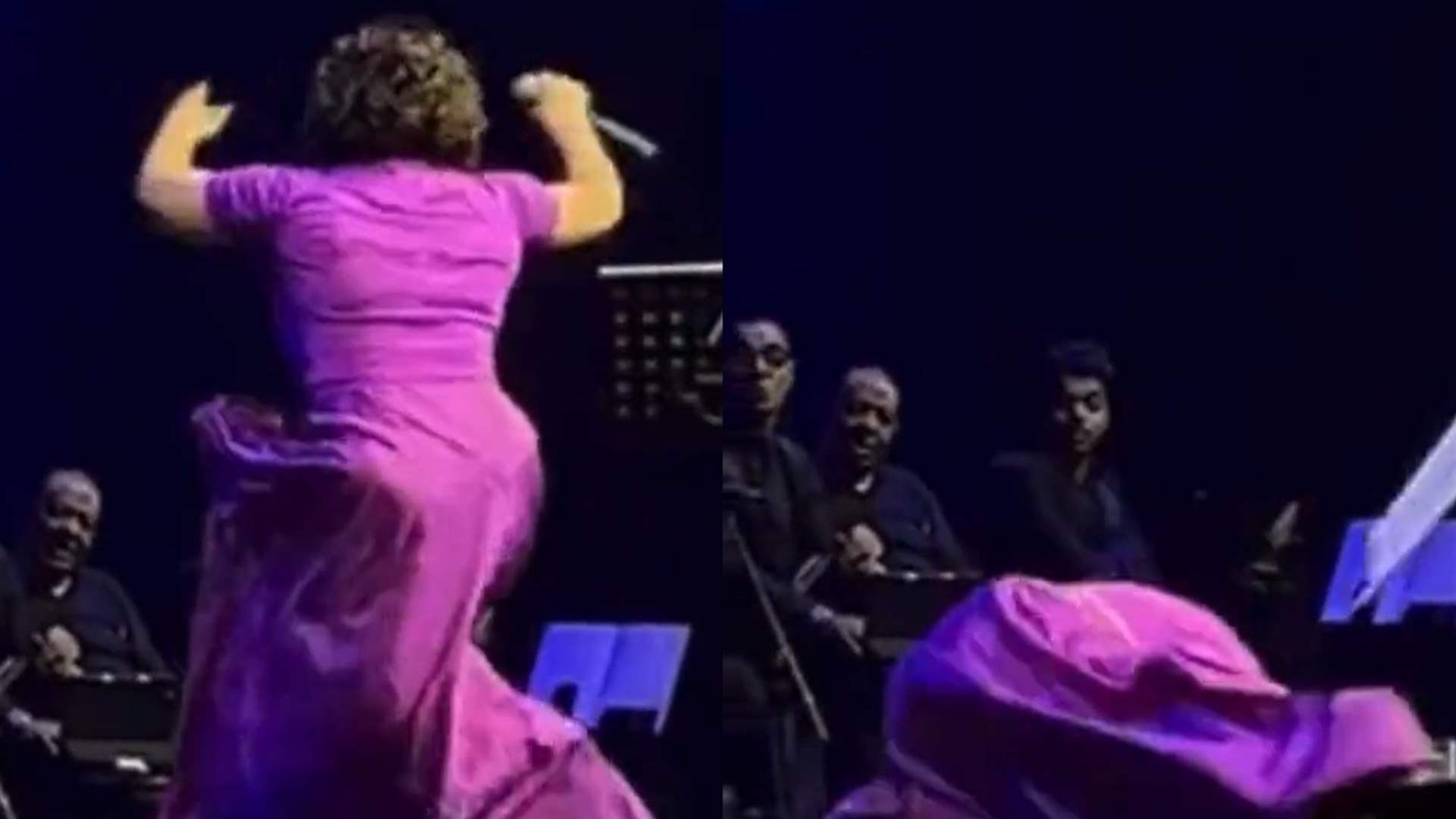 سقوط شيرين عبد الوهاب على المسرح في أوّل حفلٍ لها بعد غياب (فيديو)
