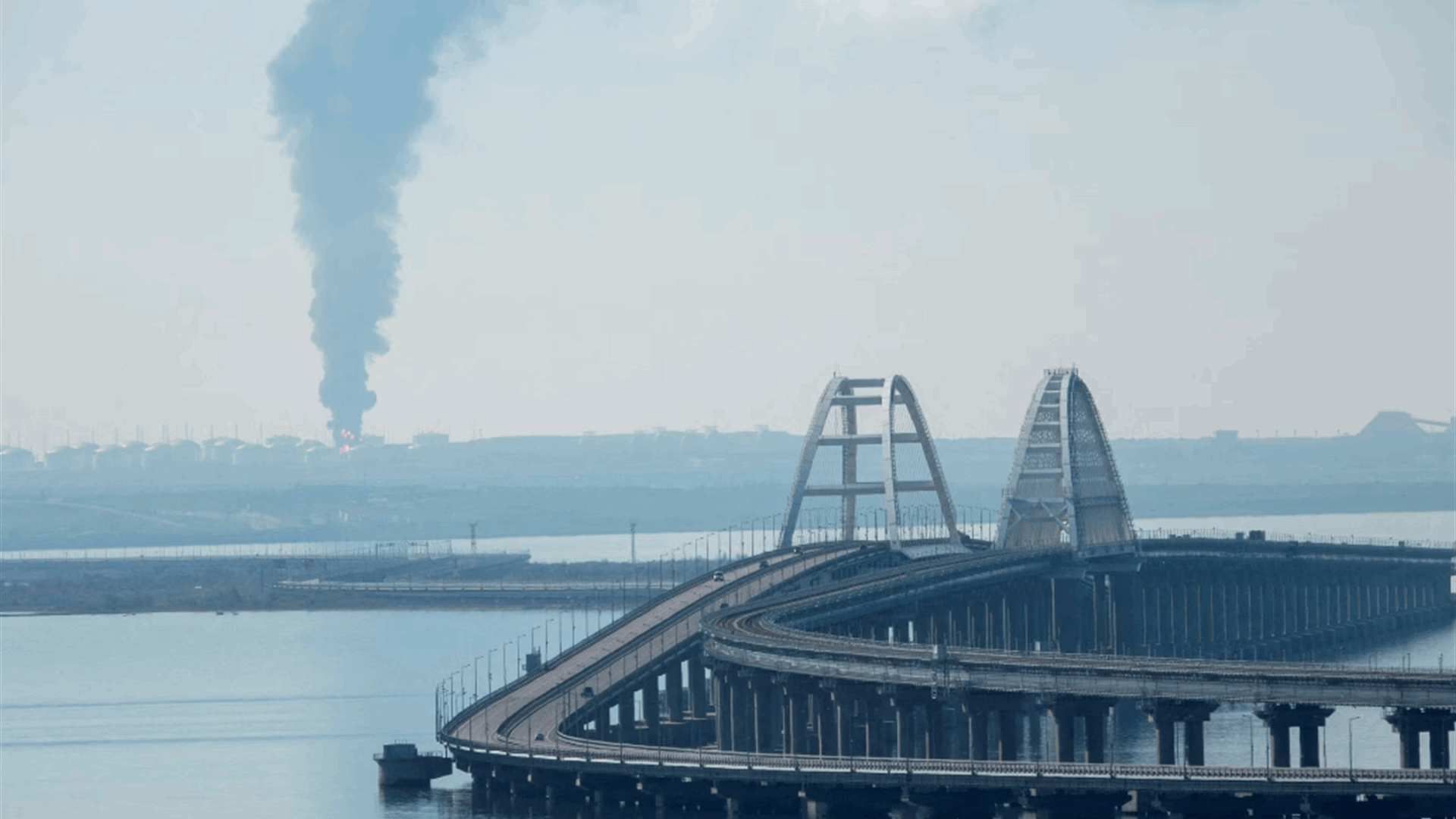 Fuel depot ablaze near key Crimea bridge in Russia