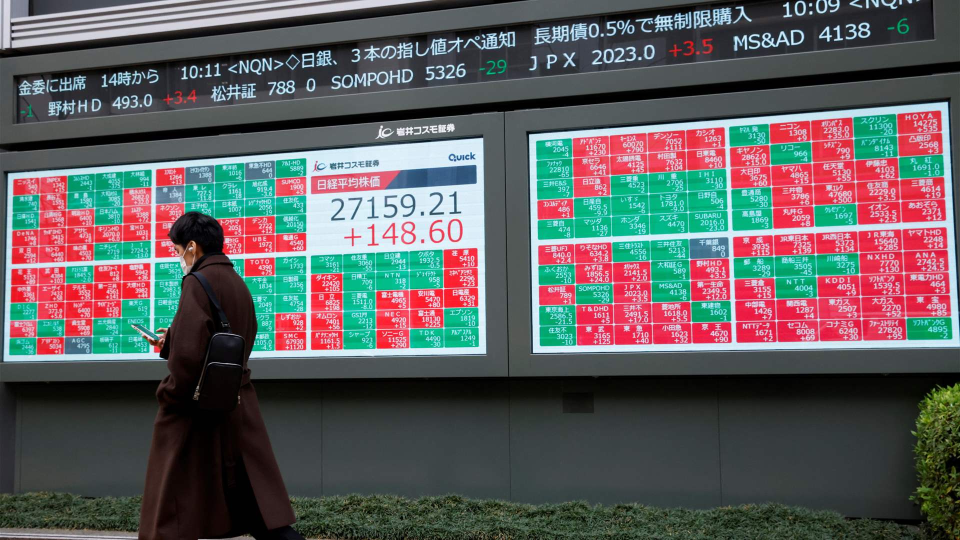 Tokyo's Nikkei index ends slightly higher