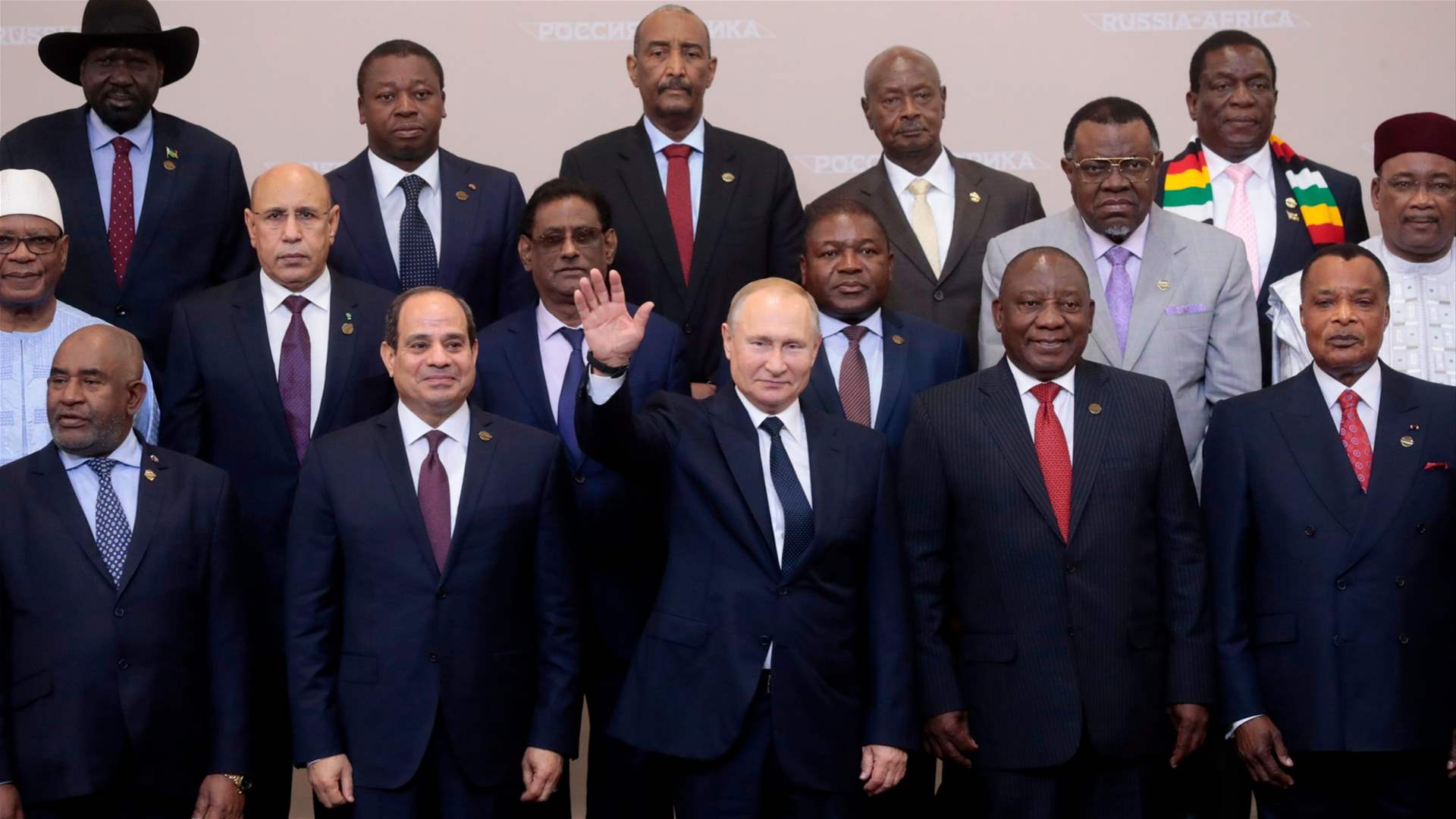 Russian president Vladimir Putin receives African partners in St. Petersburg at Russian-African summit