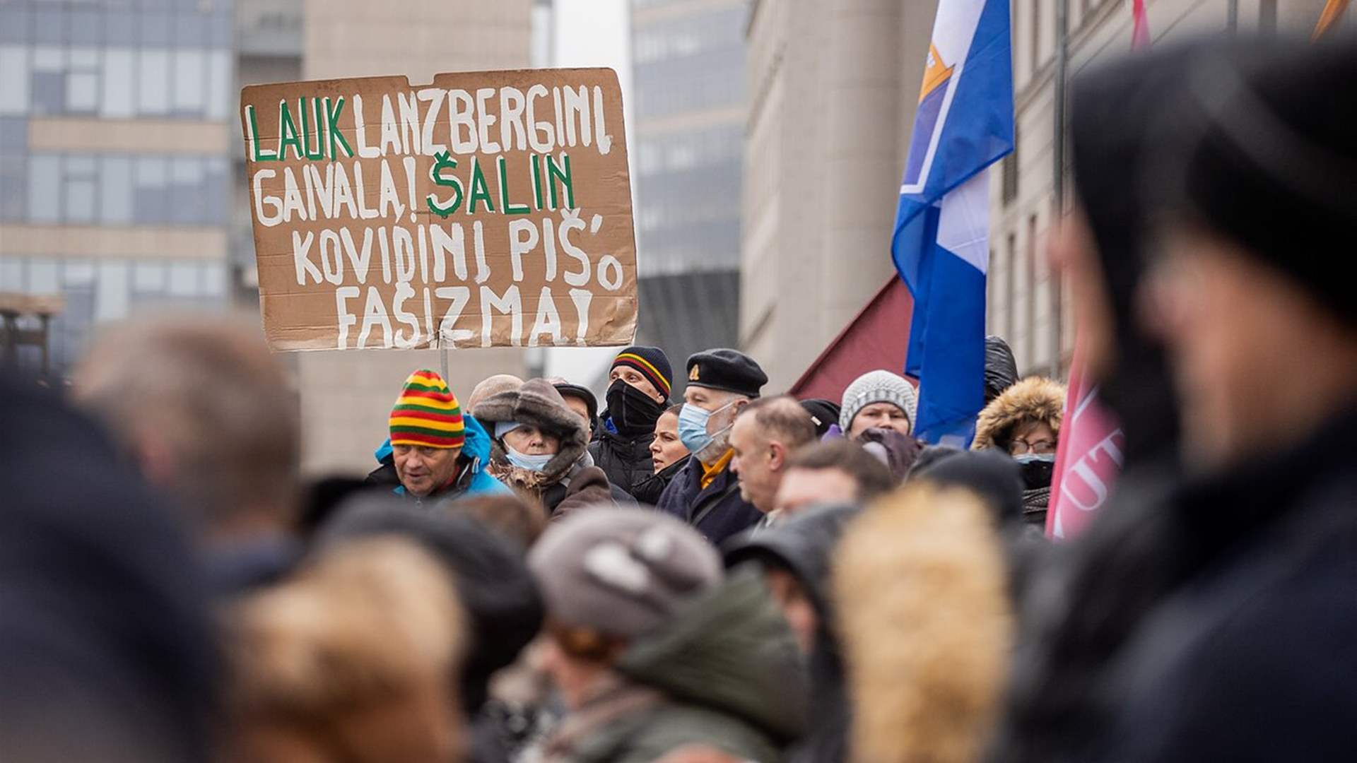 Hundreds protest in Lithuania to mark the third anniversary of democracy protests