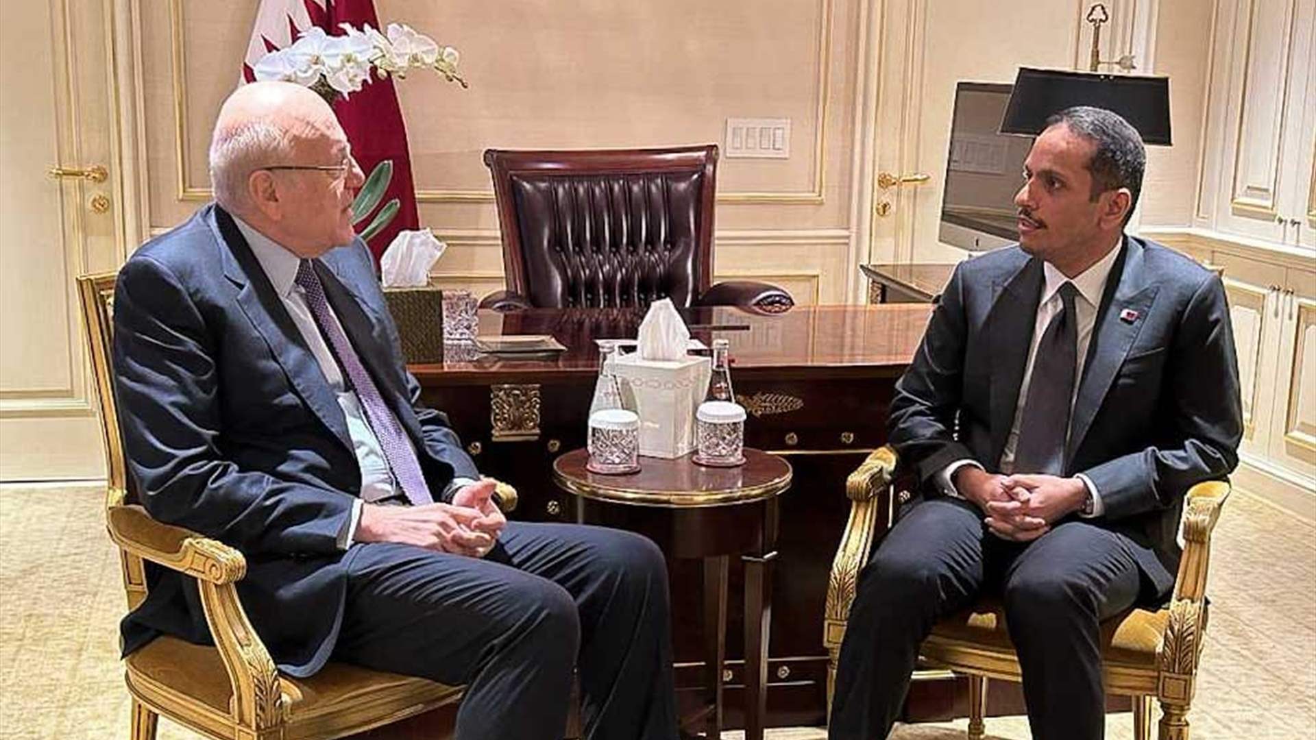  ميقاتي بحث مع وزير خارجية قطر في الجهود التي تبذلها بلاده لحل الأزمة في لبنان