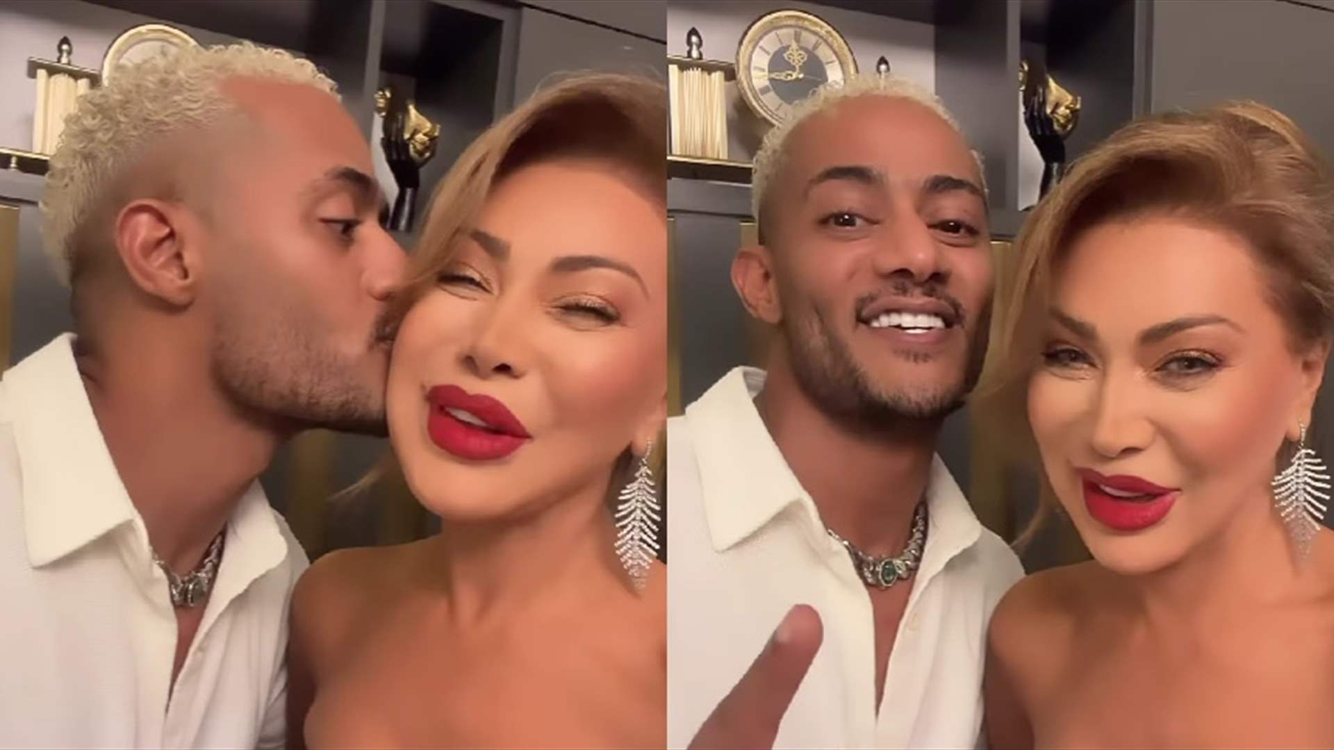 قبلة محمد رمضان لنوال الزغبي تشعل الانترنت (فيديو)