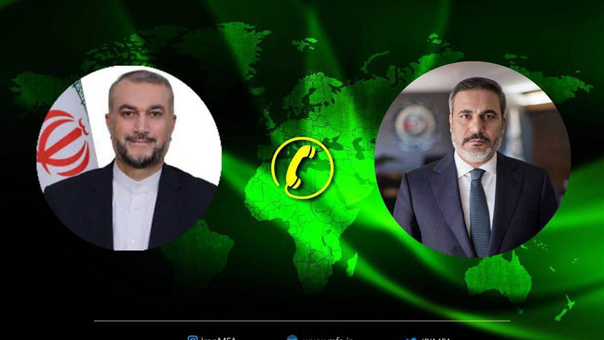 بحث التطورات في فلسطين في إتصال هاتفي بين وزيري خارجية إيرانية وتركيا