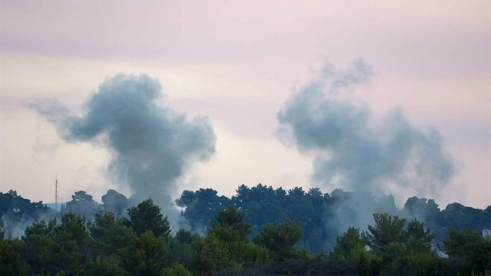 Israeli artillery shelling in the outskirts of the town of Aita al-Shaab