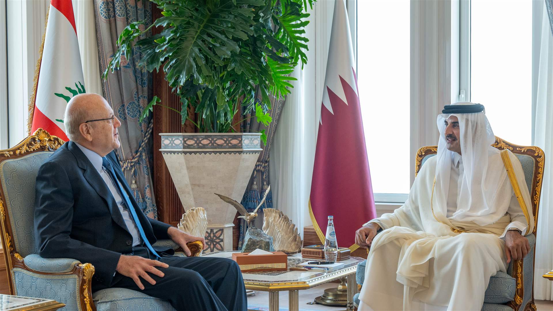 Qatari emir, Lebanon&#39;s PM address Palestinian developments