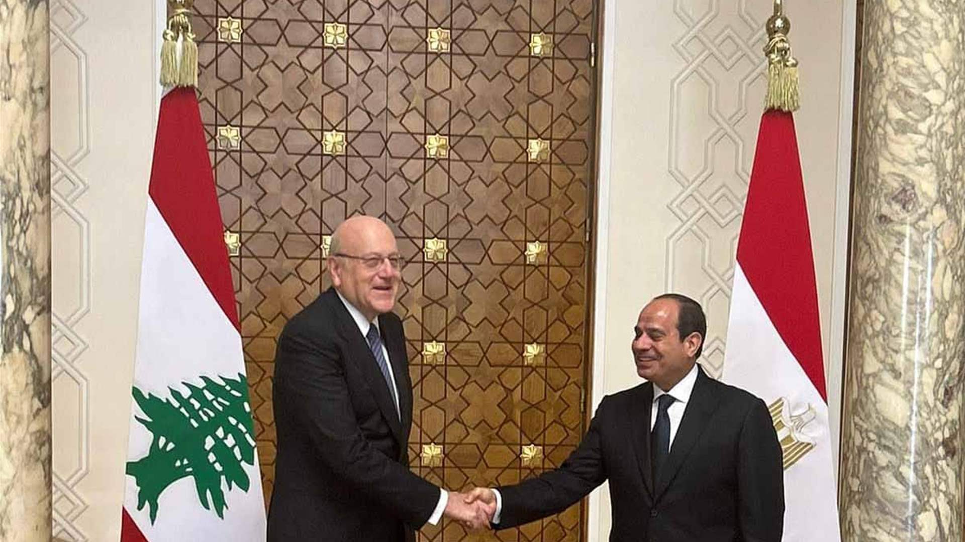 Mikati Commends Egypt&#39;s Support during Talks with President el-Sisi
