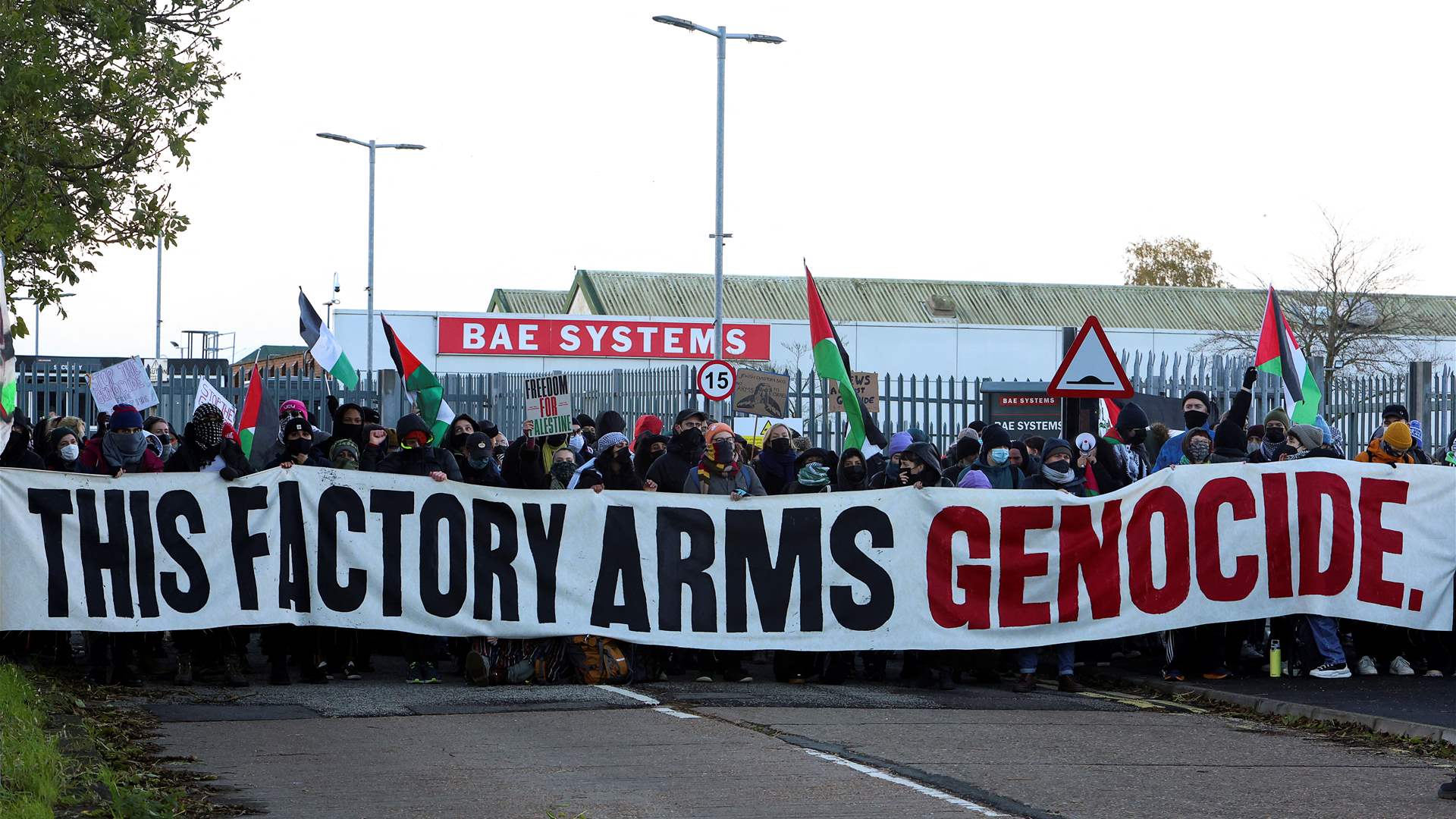 Pro-Palestinian protesters block entrance to UK’s biggest military supplier
