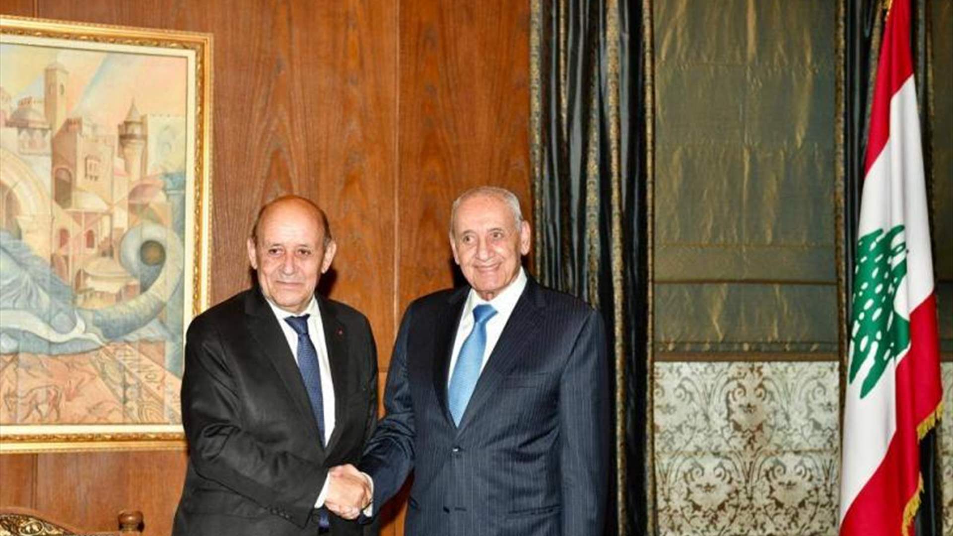 Berri holds two meetings with Le Drian and Spanish ambassador to discuss the latest developments