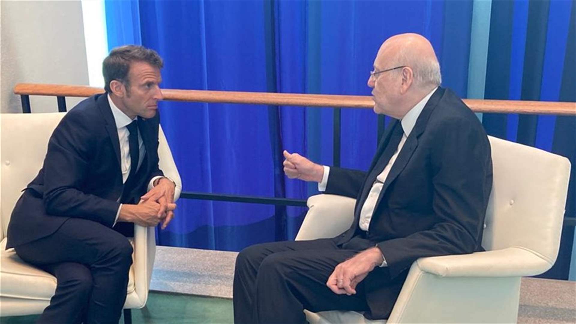 Mikati meets with France&#39;s Macron in Dubai