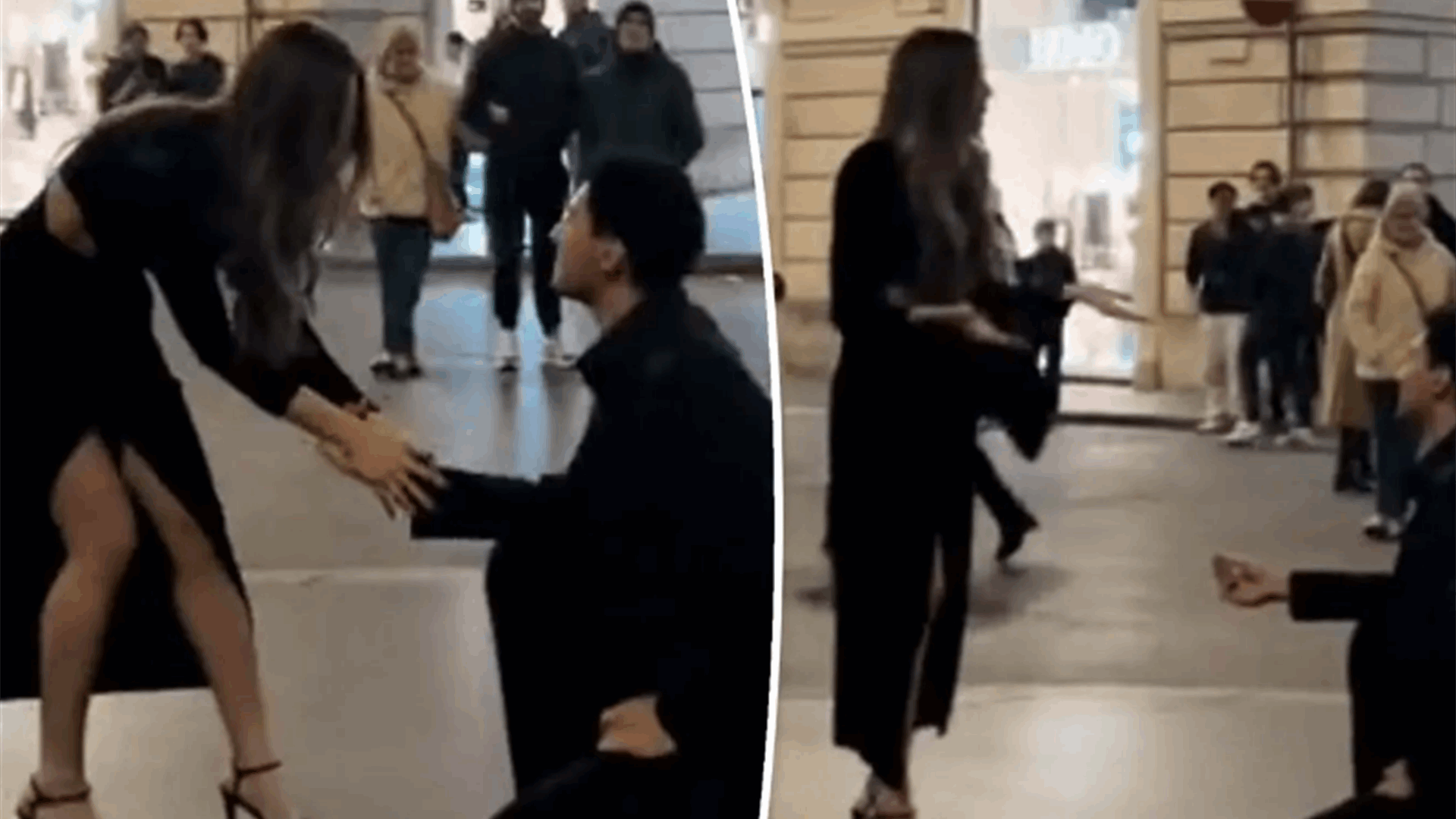 ركع على ركبة واحدة خلال رقصهما وسط الشارع... أخرج الخاتم من جيبه ثم أصيب بصدمة حياته! (فيديو) 