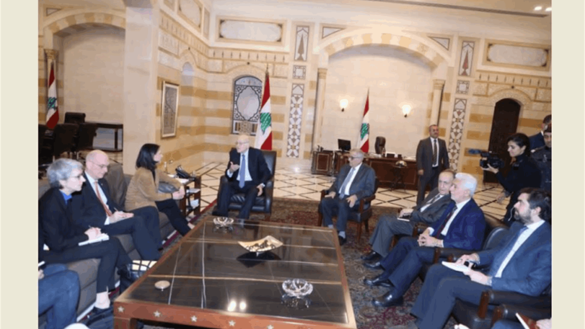 Mikati meets with the German Foreign Minister, Wronecka, and Riza ...