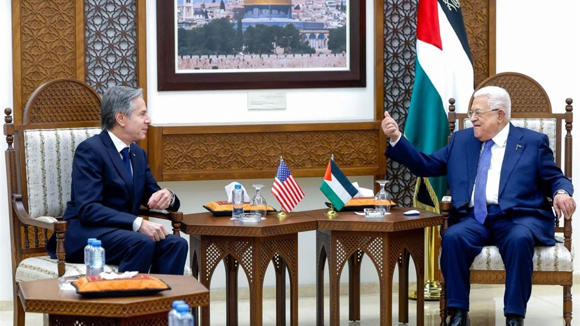 بلينكن يؤكد لعباس دعم الولايات المتحدة الخطوات لإقامة دولة فلسطينية