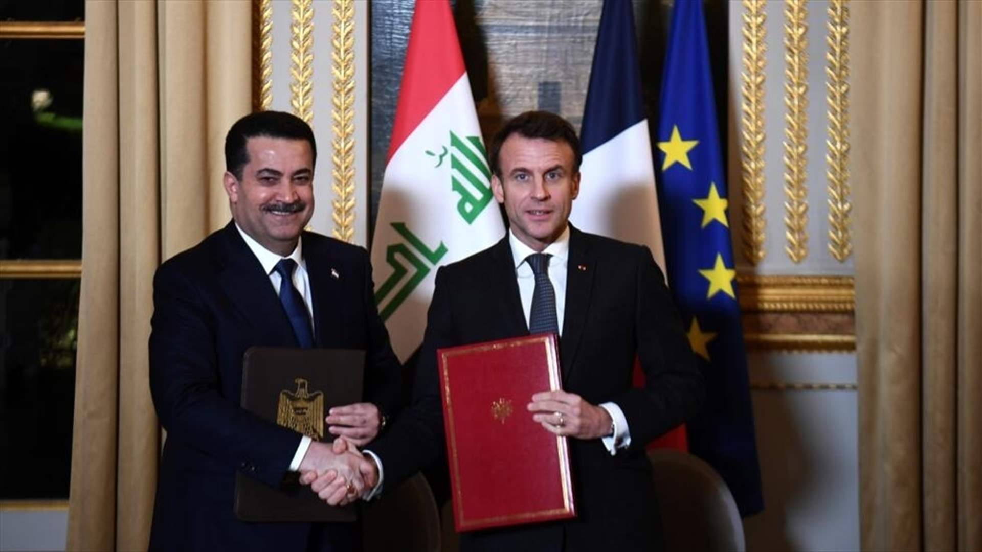 رئيس وزراء العراق يلتقي بالرئيس الفرنسي في دافوس ويبحثان تعزيز التعاون