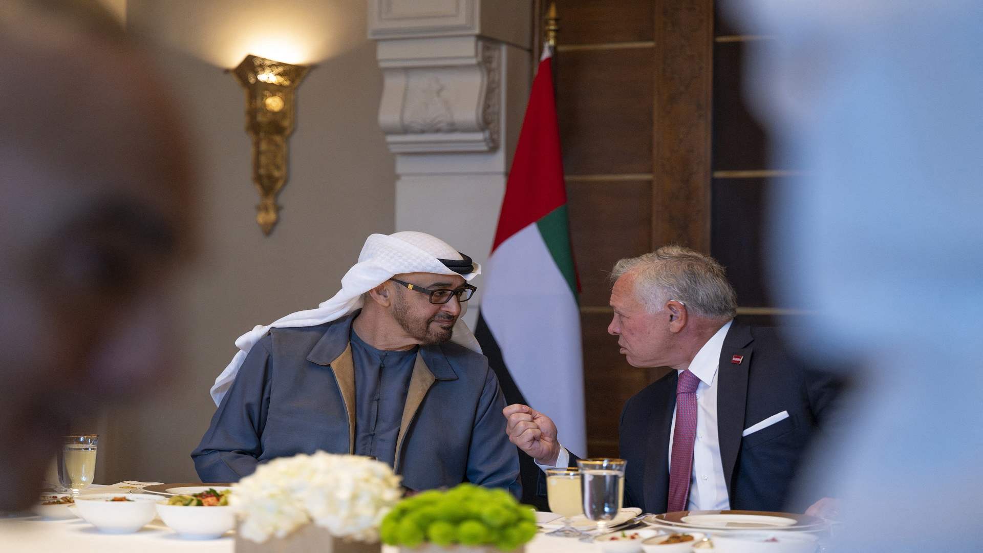 عاهل الأردن ورئيس الإمارات يدعوان الى تكثيف العمل لوقف اطلاق النار في غزة