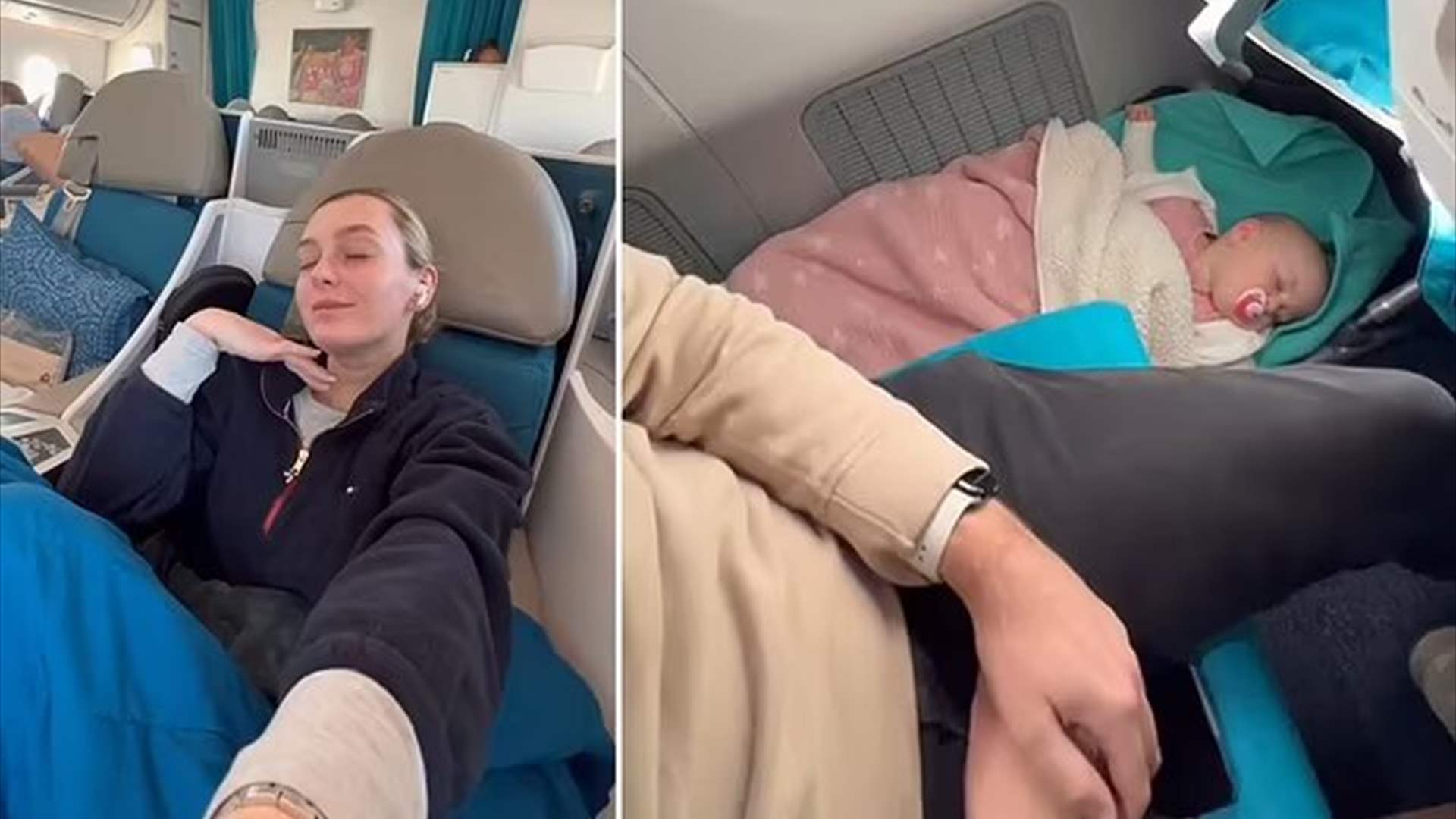 رجل يقدّم هدية خاصة لصديقته... معاملة فاخرة على متن الطائرة والمتابعون يتهمونها بإهماله وإهمال ابنتها الرضيعة! (فيديو)