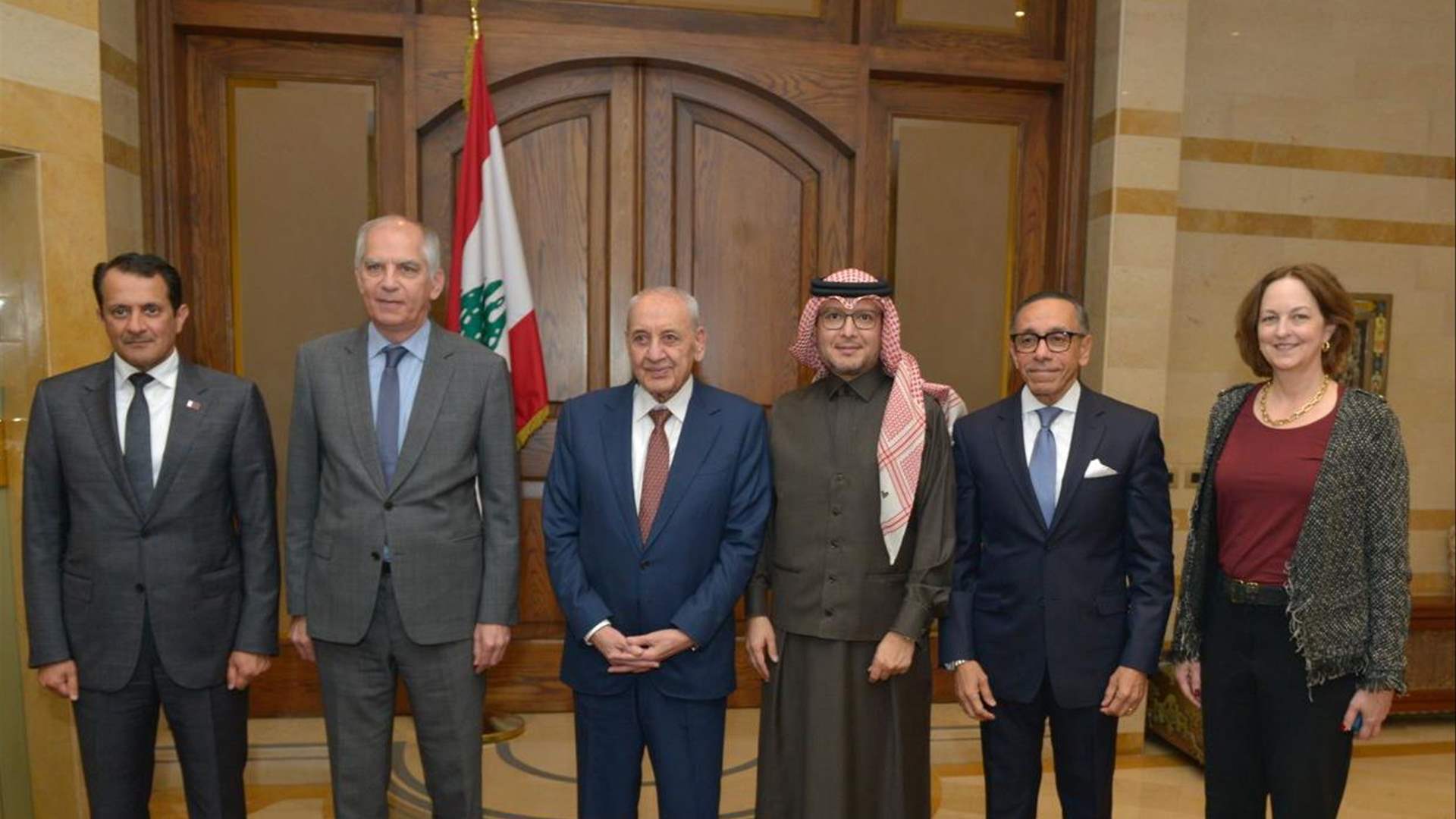 رئيس مجلس النواب نبيه بري يلتقي في عين التينة سفراء اللجنة الخماسية