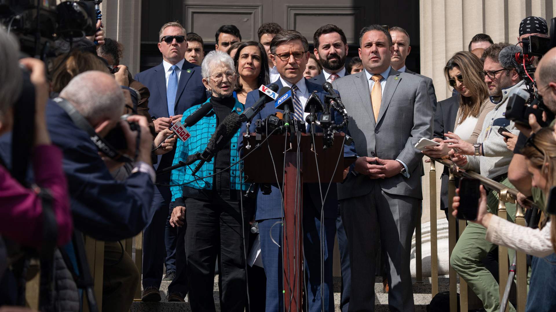 US House Speaker Mike Johnson &#39;heckled&#39; and &#39;booed&#39; at Columbia University