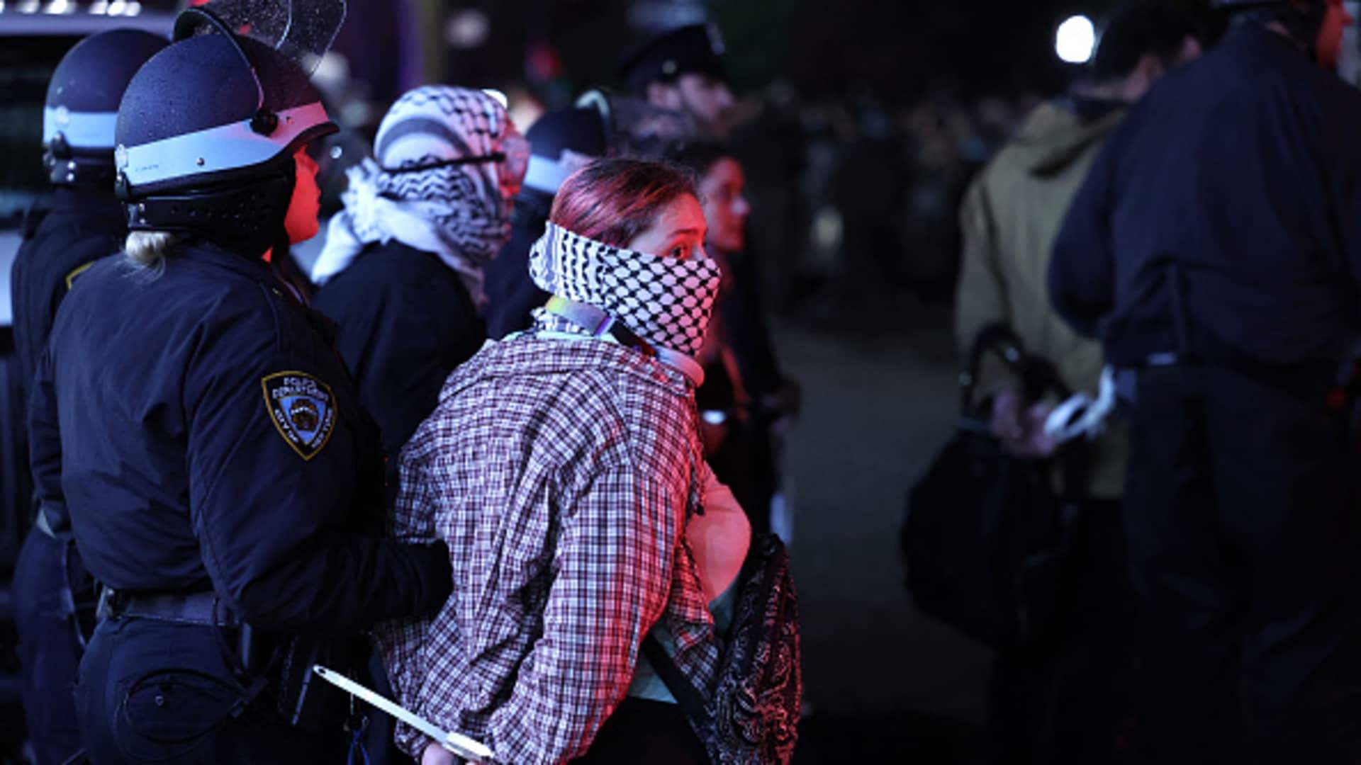 Pro-Palestinian protesters arrested at Columbia University