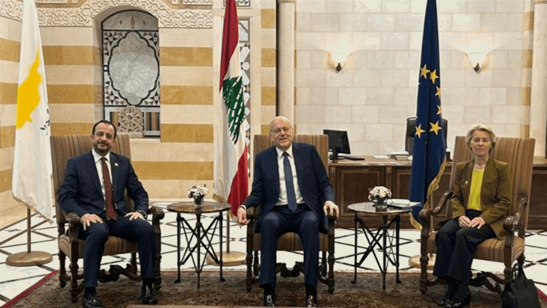 ميقاتي يلتقي رئيس جمهورية قبرص نيكوس خريستودوليدس ورئيسة المفوضية الأوروبية أورسولا فون دير لاين