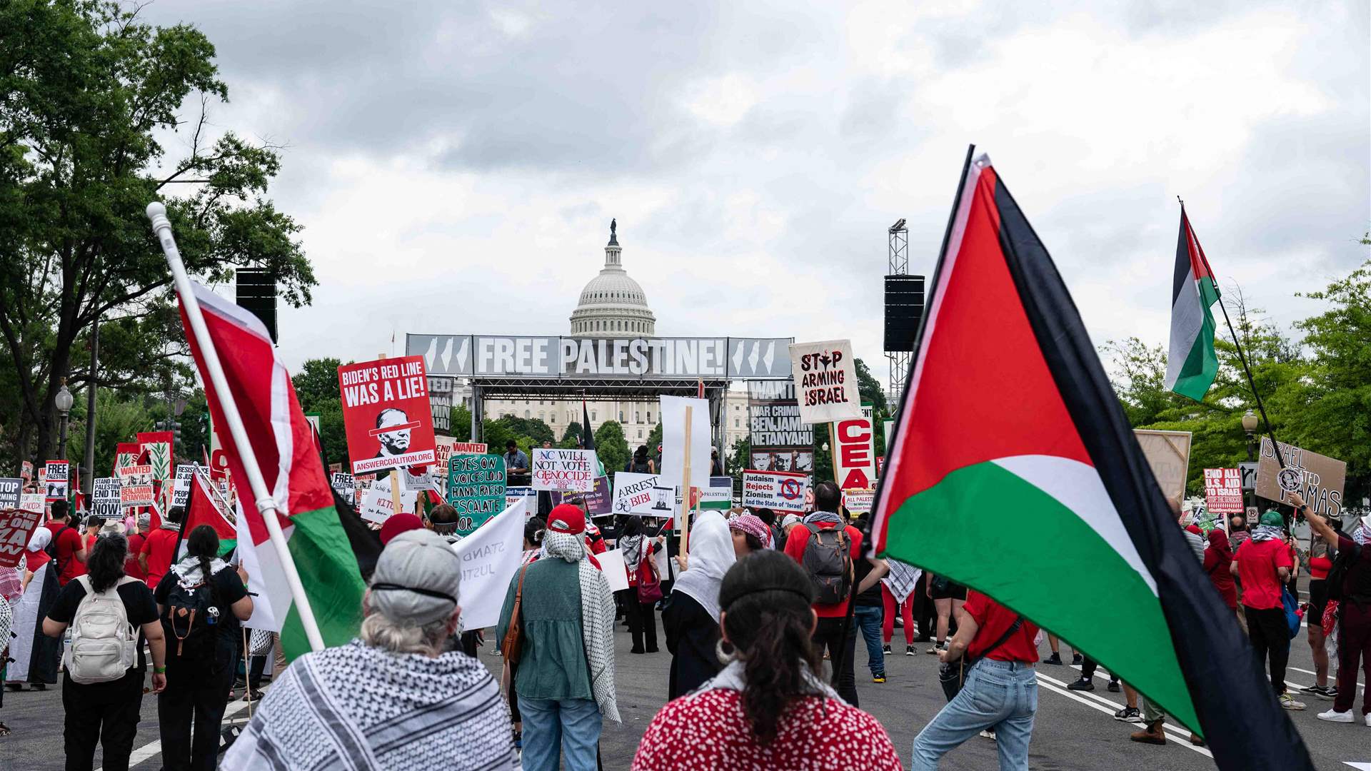 Thousands protest Netanyahu outside US Capitol