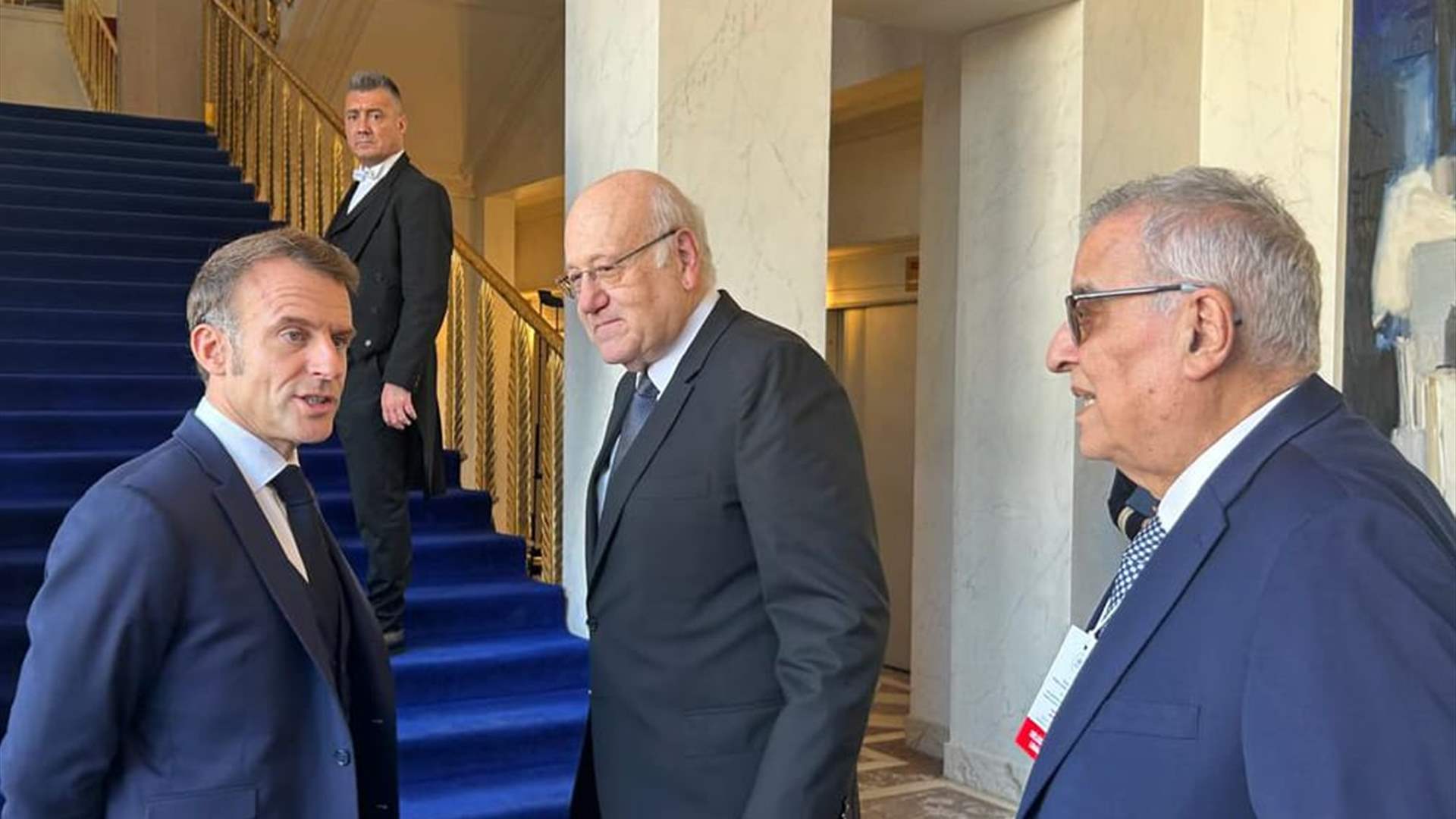 Macron hosts Lebanon's PM Mikati at Élys&eacute;e Palace for discussions on ceasefire and support conference