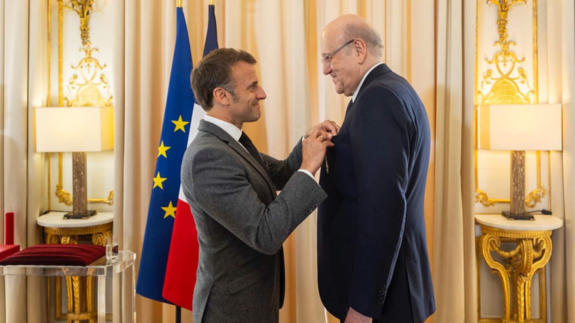 President Macron awards former PM Mikati the French Legion of Honor in tribute to Lebanon