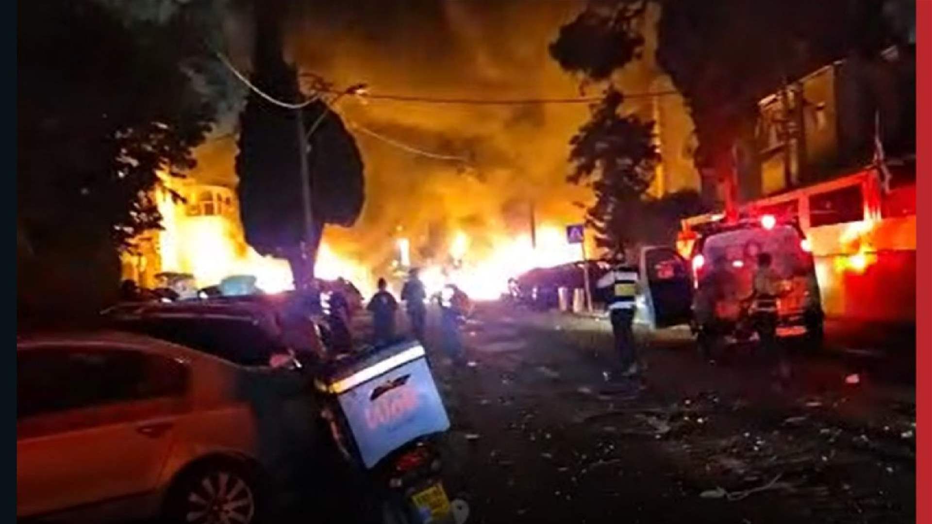 Footage shows massive fire erupting in Haifa after Iranian missile strike