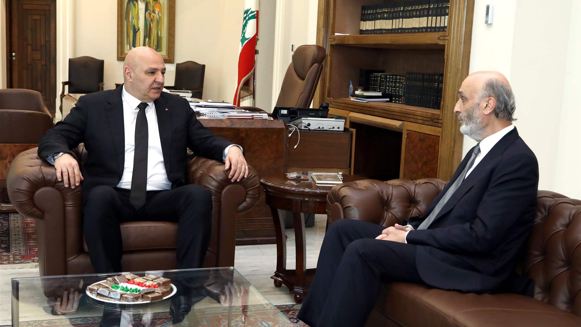 President Aoun meets Lebanese Forces leader Samir Geagea at Baabda Palace