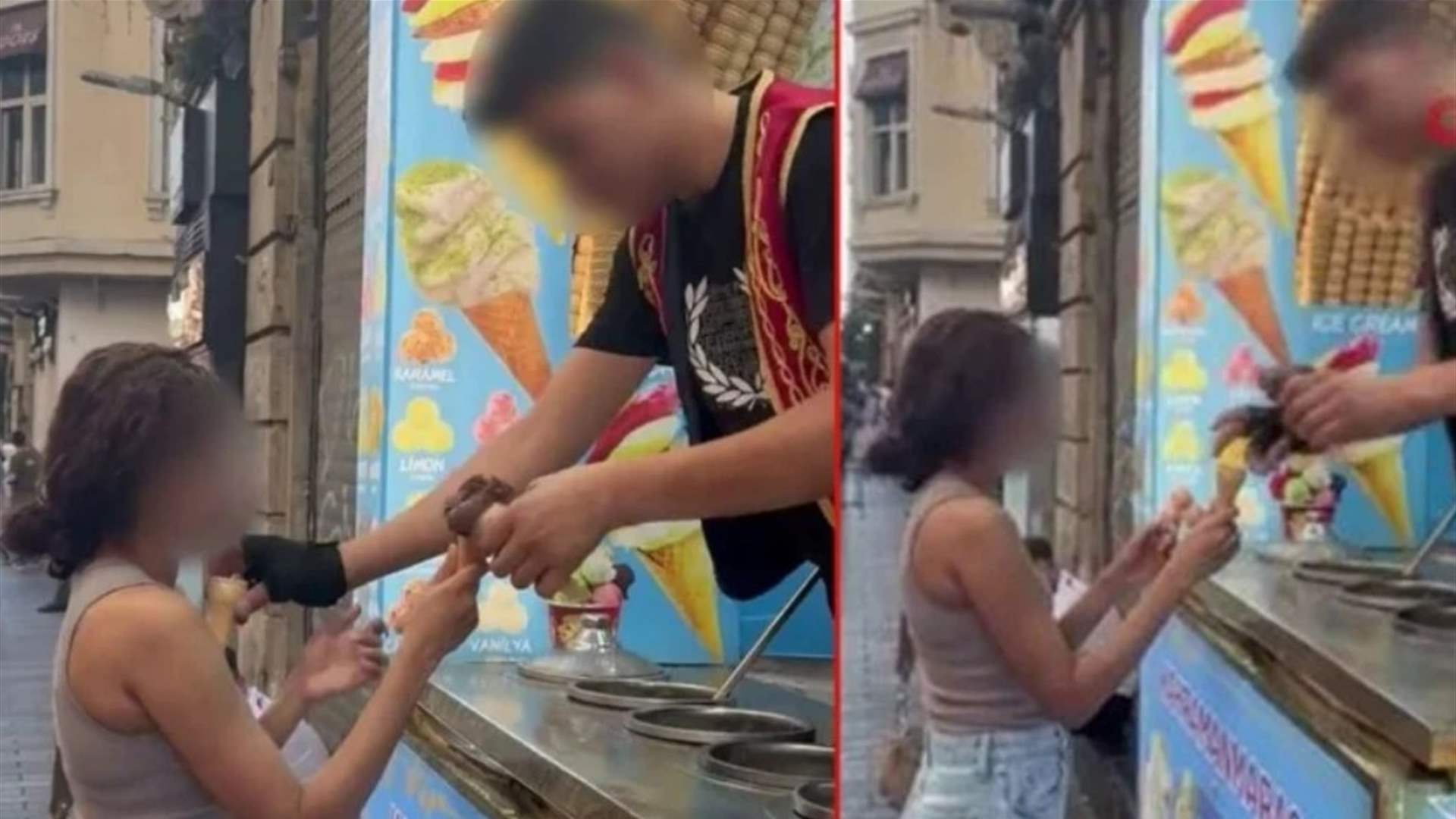 بائع &quot;آيس كريم&quot; يتحرّش بسائحة في تركيا... وفيديو يوثق اللحظة المشينة! (فيديو)