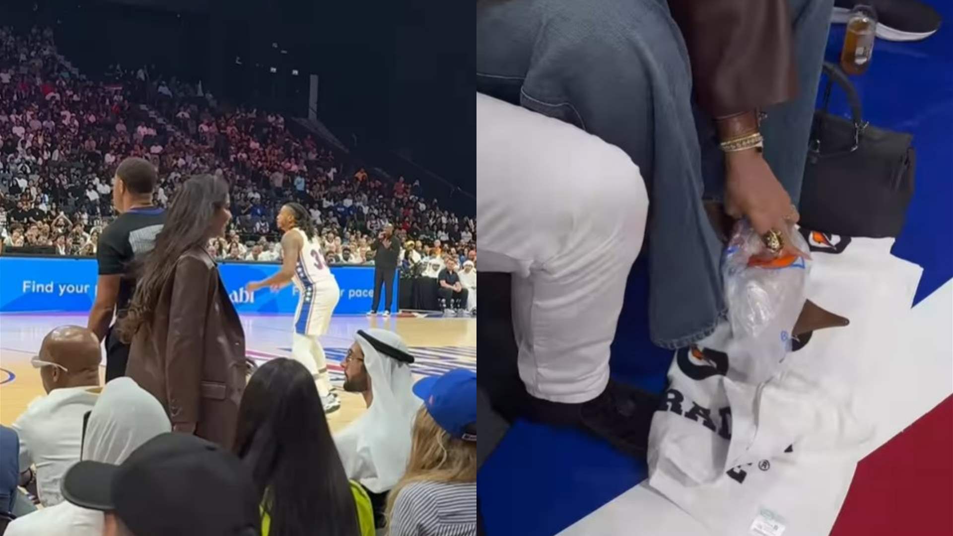 سقوط نادين نسيب نجيم وتعرضها لإصابة في بطولة الـNBA بأبوظبي… وإطلالتها مع نجم عالمي تثير الجدل! (فيديو)