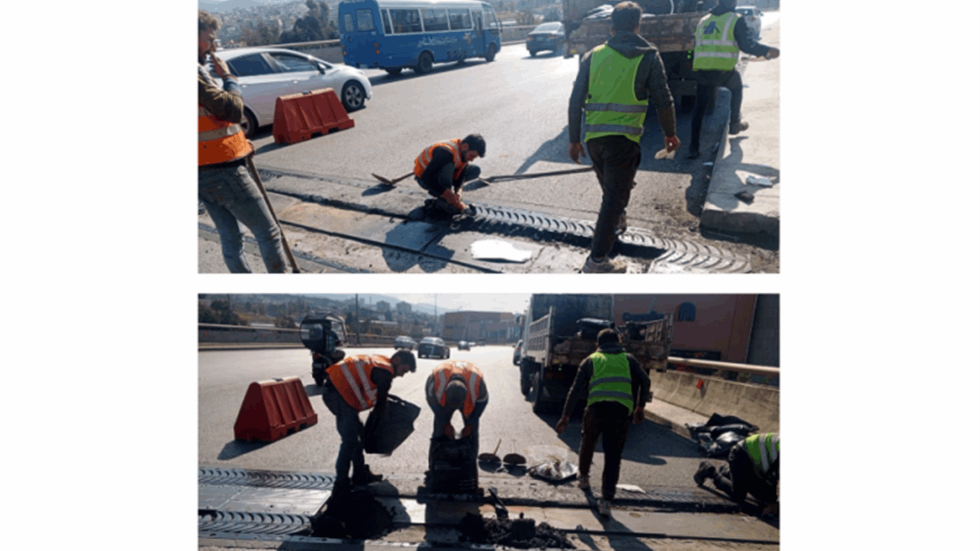 الأشغال: صيانة فورية لمعالجة فجوة في الوصلة المعدنية على جسر جادة إلياس الهراوي - الحازمية