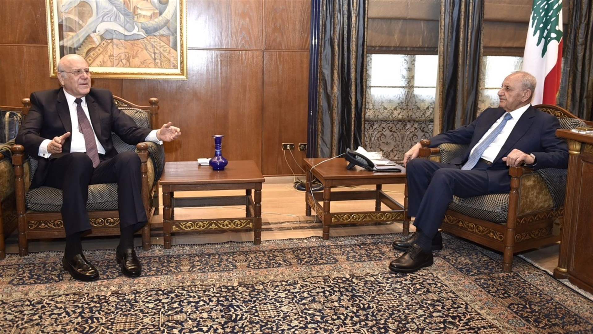 بري بحث مع ميقاتي في المستجدات وعرض مع الحاج لقطاع الاتصالات وسفير أوستراليا مودعا