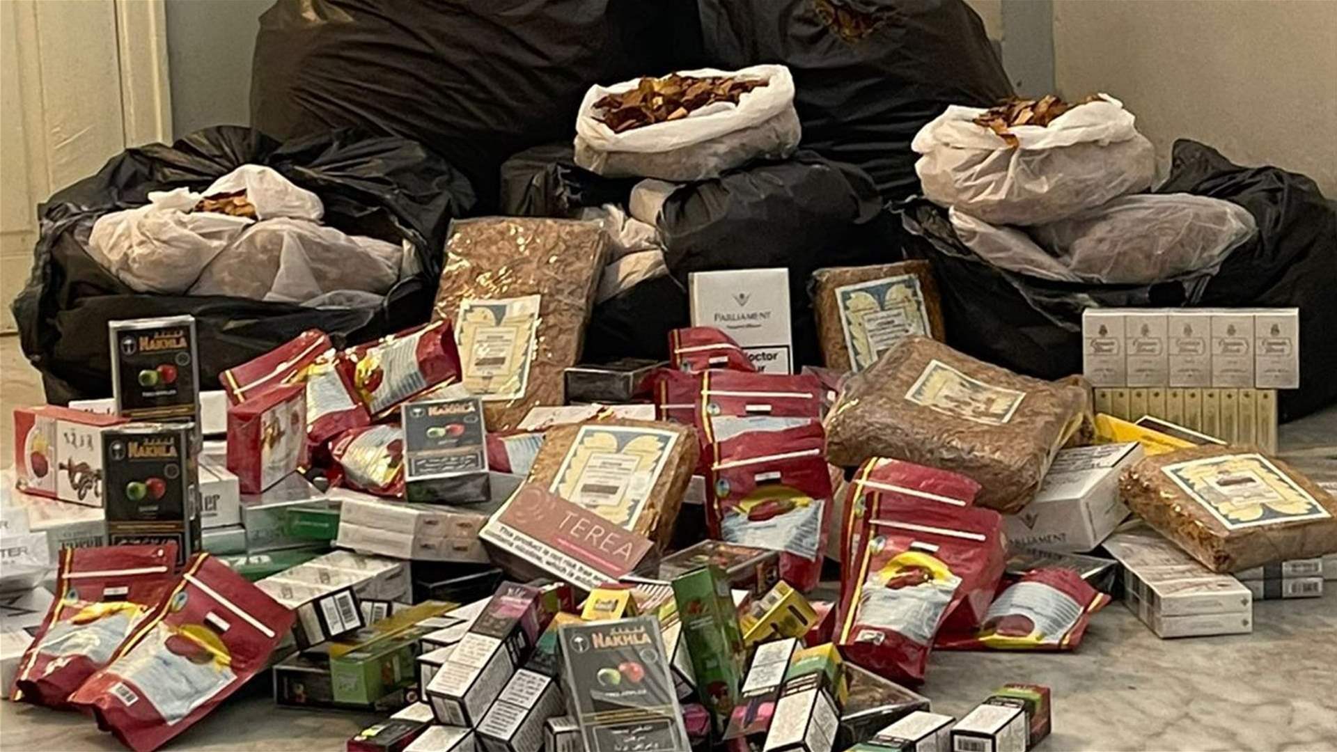 جمارك الشمال تضبط كمية كبيرة من المعسل والدخان والتنبك والـVAPE المهرب