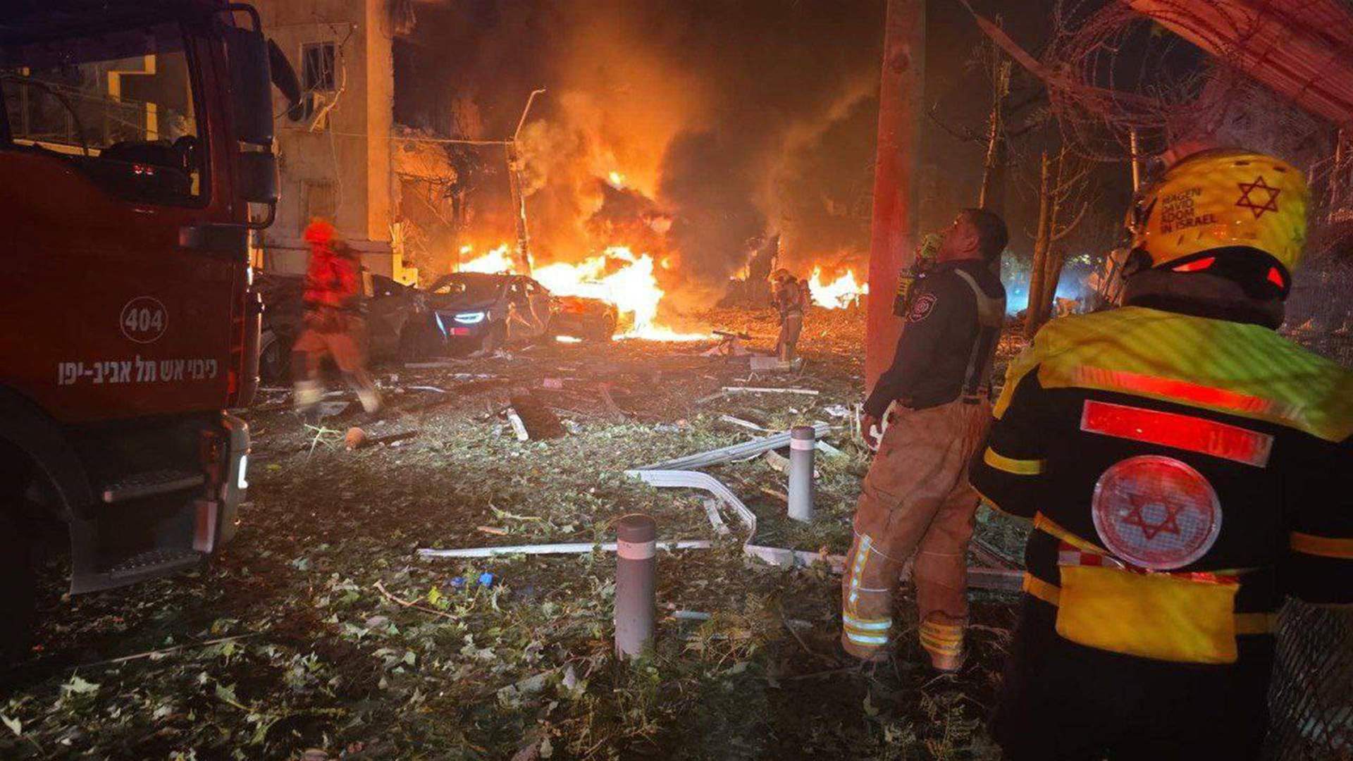 آثار الضربات الايرانية على تل ابيب