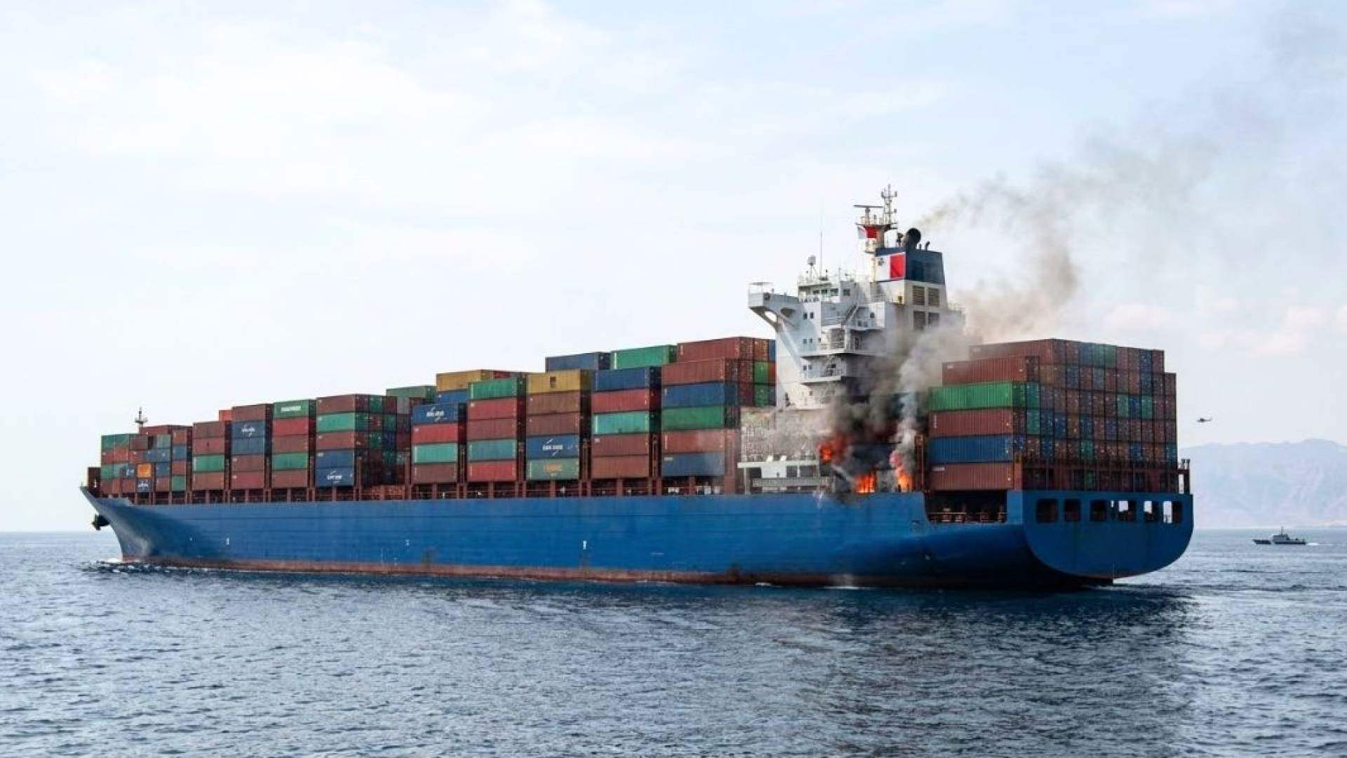 Container ship near UAE struck, causing small fire: UK maritime agency