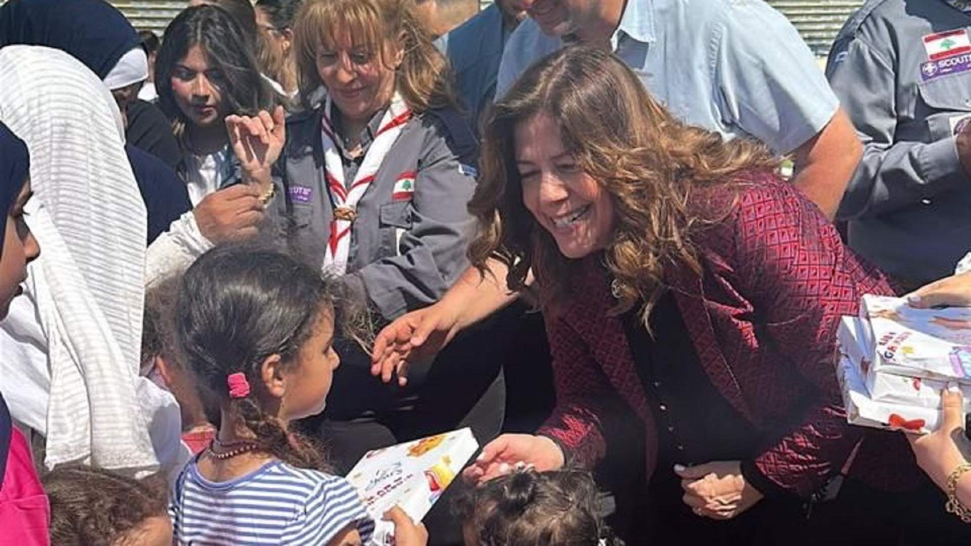 Lebanon’s Youth Minister distributes Eid gifts to displaced children at Camille Chamoun Sports City