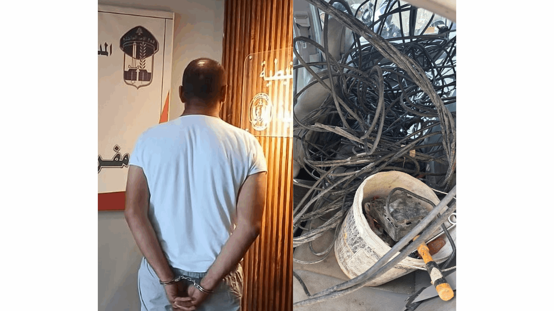 مفرزة النبطية القضائية توقف سارق كابلات كهربائية وتضبط سيارة بلوحات مغايرة استخدمها في عملياته
