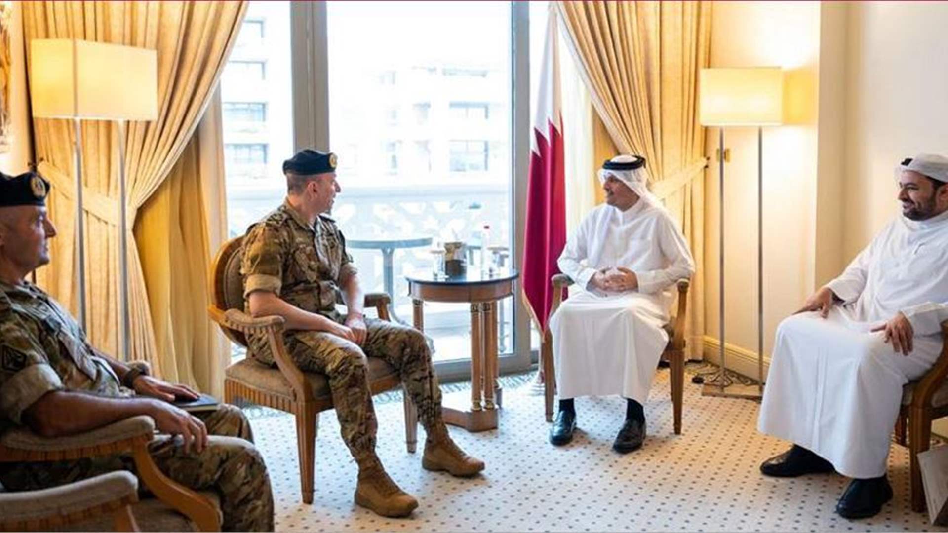 رئيس الوزراء القطري يؤكد لقائد الجيش استمرار دعم قطر للجيش اللبناني